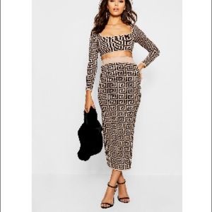 BooHoo Long Sleeve Geometric Knitted Co-Ord